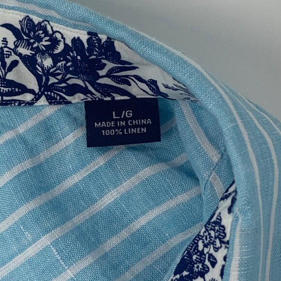 Tommy Bahama Men's Islander Teal Linen Long Sleeve Button Up Size Large Shirt - Picture 5 of 10